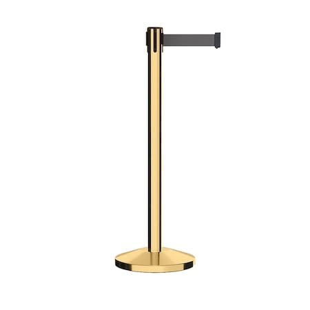 Montour Line Stanchion Belt Barrier Pol.Brass Post 9ft. Dk Gry Belt ES400-PB-DGY-CCW-90